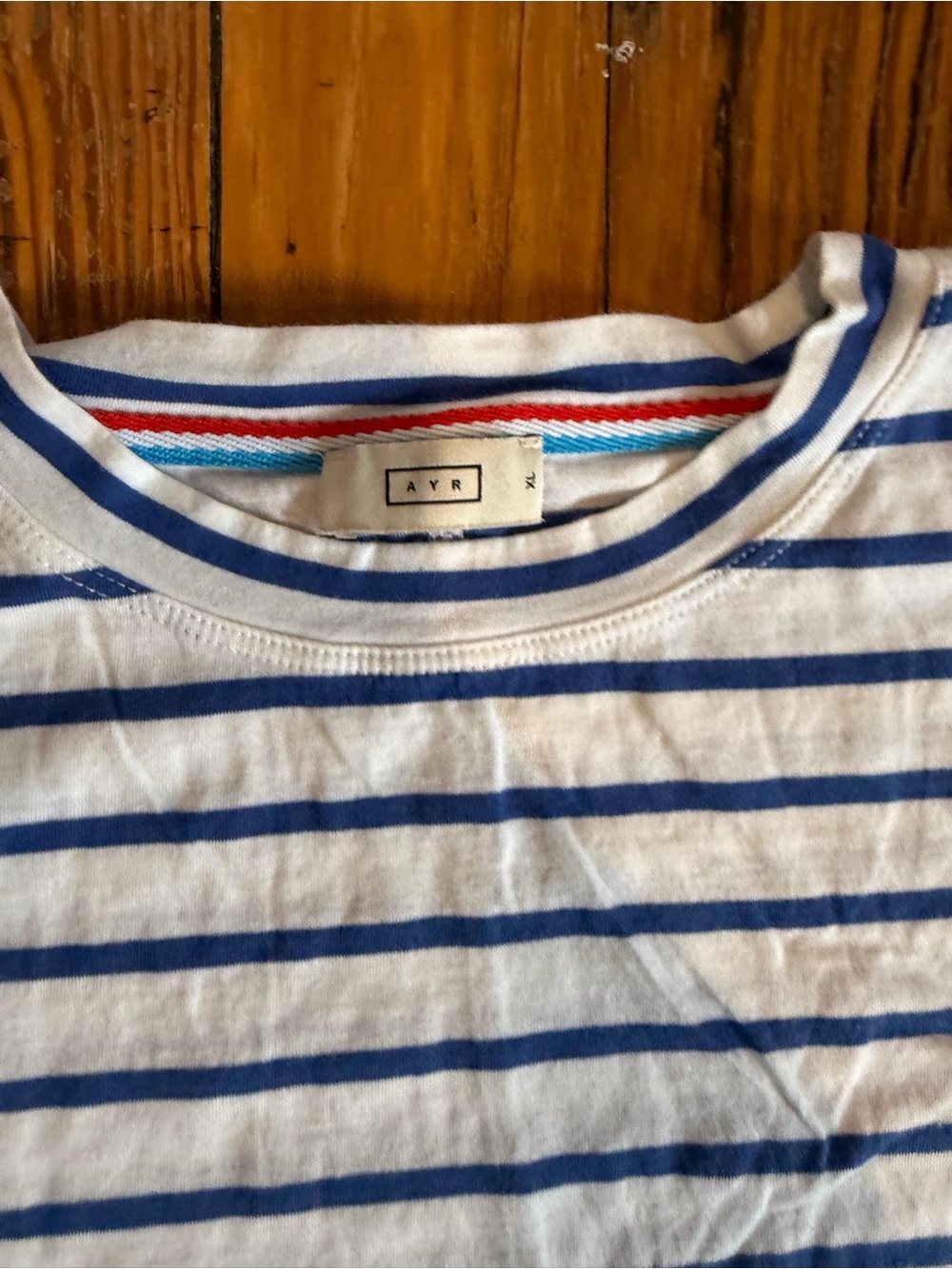 AYR Boxy White and Blue Striped Short Sleeve Tee - Picture 2 of 3
